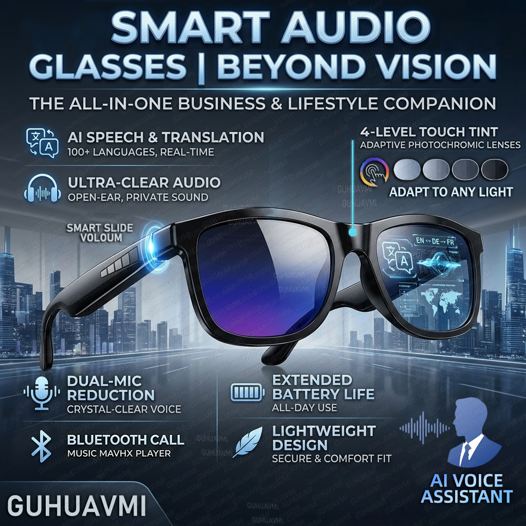 새로운 터치 컬러 변경 스마트 오디오 안경 남성용 AI - Audio Music To Video Ai 리뷰 및 가격