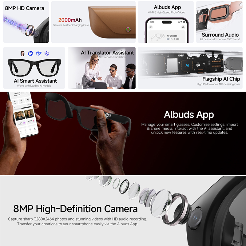 2026년형 신형 AI 스마트 안경 8MP HD 카메라 - Audio Music To Video Ai 리뷰 및 가격
